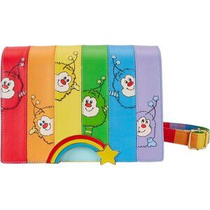Rainbow Brite rainbow sprites vegan leather crossbody bag glitter trim adjustabl